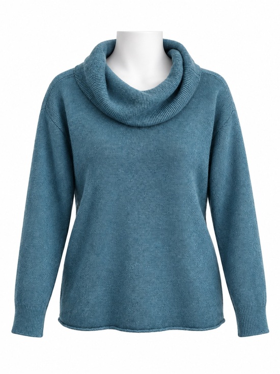 Benedetta B Sweaters - Size L Benedetta.b Women’s Teal Wool Cashmere Knit Cowl Neck Long Sleeve Sweater